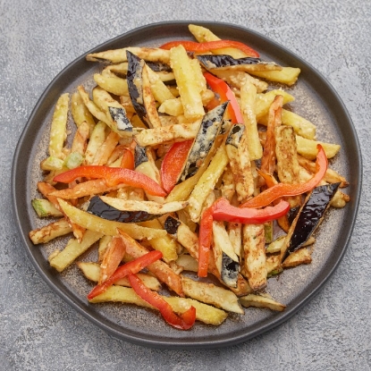 Picture of French fries with vegetables