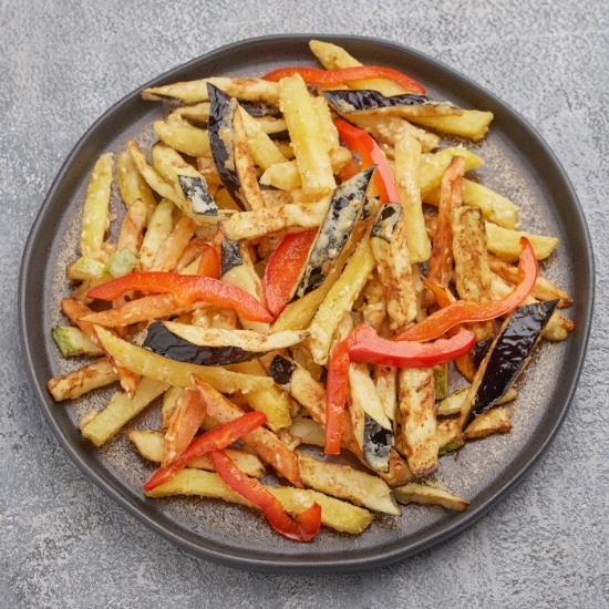 Picture of French fries with vegetables