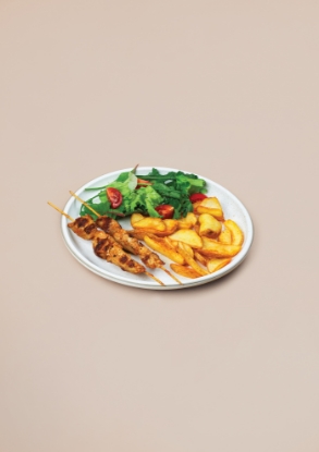 Picture of Chicken On Sticks With Fries