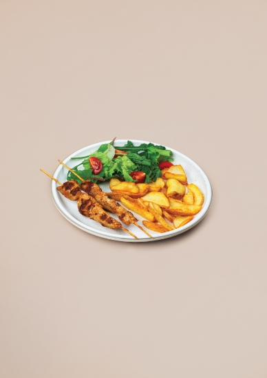 Picture of Chicken On Sticks With Fries